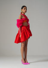 Puff Sleeve Draped Crop Top