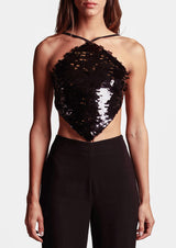 Rae Sequinned Halter Top