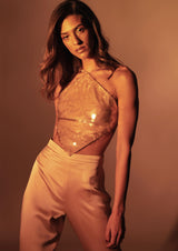 Rae Sequinned Halter Top