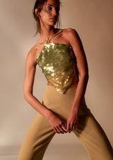 Rae Sequinned Halter Top