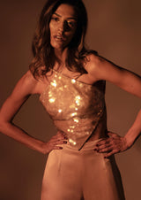 Rae Sequinned Halter Top