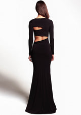 Rasha Long-Sleeved Cut-Out Jersey Maxi Dress