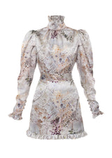 Rose Silk Open-Back Mini Dress