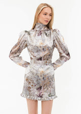 Rose Silk Open-Back Mini Dress