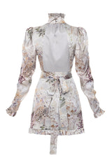 Rose Silk Open-Back Mini Dress