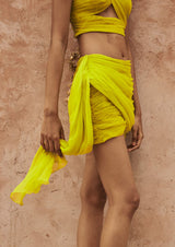 Ruched Chiffon Mini Skirt