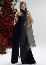 Rudbeckia Noir Off-Shoulder Corset Silk-Mix Jumpsuit