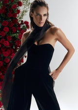 Rudbeckia Noir Off-Shoulder Corset Silk-Mix Jumpsuit