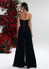 Rudbeckia Noir Off-Shoulder Corset Silk-Mix Jumpsuit