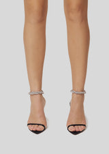 Sandra Crystal-Studded Strap Heeled Sandals
