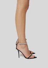 Sandra Crystal-Studded Strap Heeled Sandals