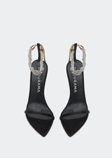 Sandra Crystal-Studded Strap Heeled Sandals