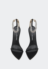 Sandra Crystal-Studded Strap Heeled Sandals
