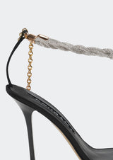 Sandra Crystal-Studded Strap Heeled Sandals