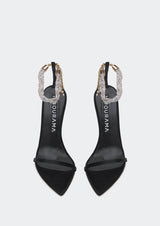 Sandra Crystal-Studded Strap Heeled Sandals