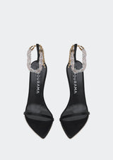Sandra Crystal-Studded Strap Heeled Sandals