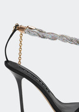 Sandra Crystal-Studded Strap Heeled Sandals