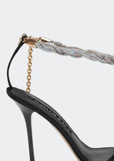 Sandra Crystal-Studded Strap Heeled Sandals