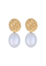 Sea Coin Gold Pearl Earrings