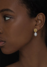 Sea Coin Gold Pearl Earrings