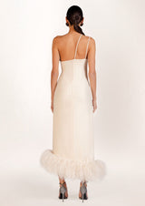 Serena Cut-Out Feathered Crepe Gown