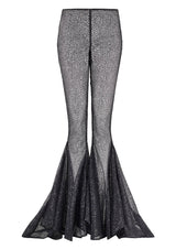 Sheer Low-Rise Flared Trousers