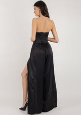 Step Split-Hem Satin Trousers
