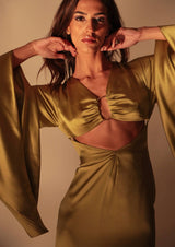 Thalia Bell Sleeve Cut-Out Maxi Dress