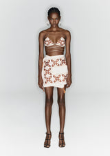 Tie-Waist Embroidered Cotton-Mix Bralette Top