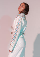 Topaz Studded Collared Leather Jacket