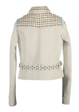 Topaz Studded Collared Leather Jacket