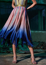 V-Neck Panelled Chiffon Midi Dress