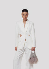 Vannifique Mini Plumed Crystal-Studded Woven Handbag