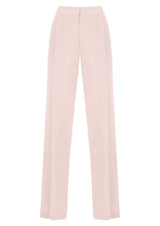 Wide-Legged Front Pleat Crepe Trousers