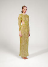 Alma Cut-Outs Open Back Lace Sequin Maxi Dress