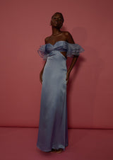 Amar Silk Ruffled Sleeve Maxi Dress
