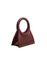 Aseela Crocodile-Print Top-Handle Leather Bag
