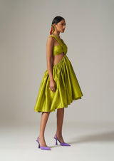 Asymmetrical Taffeta Cut-Out Dress