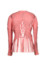 Attalea Woven Fringed Zip-Up Leather Jacket