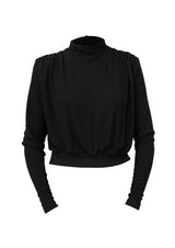 Aurora Cropped High-Neck Ribbed Blouse