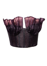 Ava Ruffled Velvet Organza Strapless Corset Top