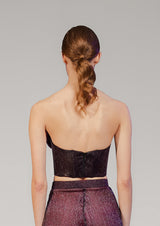 Ava Ruffled Velvet Organza Strapless Corset Top