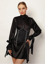 Black Pearl Satin Mini Dress