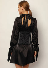 Black Pearl Satin Mini Dress