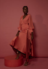 Blooming Flared Asymmetric Silk Skirt