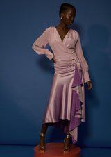 Blooming Flared Asymmetric Silk Skirt