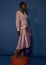 Blooming Flared Asymmetric Silk Skirt
