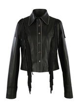 Cascade Fringed Collared Western Leather Jacket
