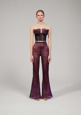 Cethosia Flared Velvet Organza Sheer Trousers