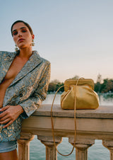 Constanza Metallic Leather Clutch Bag